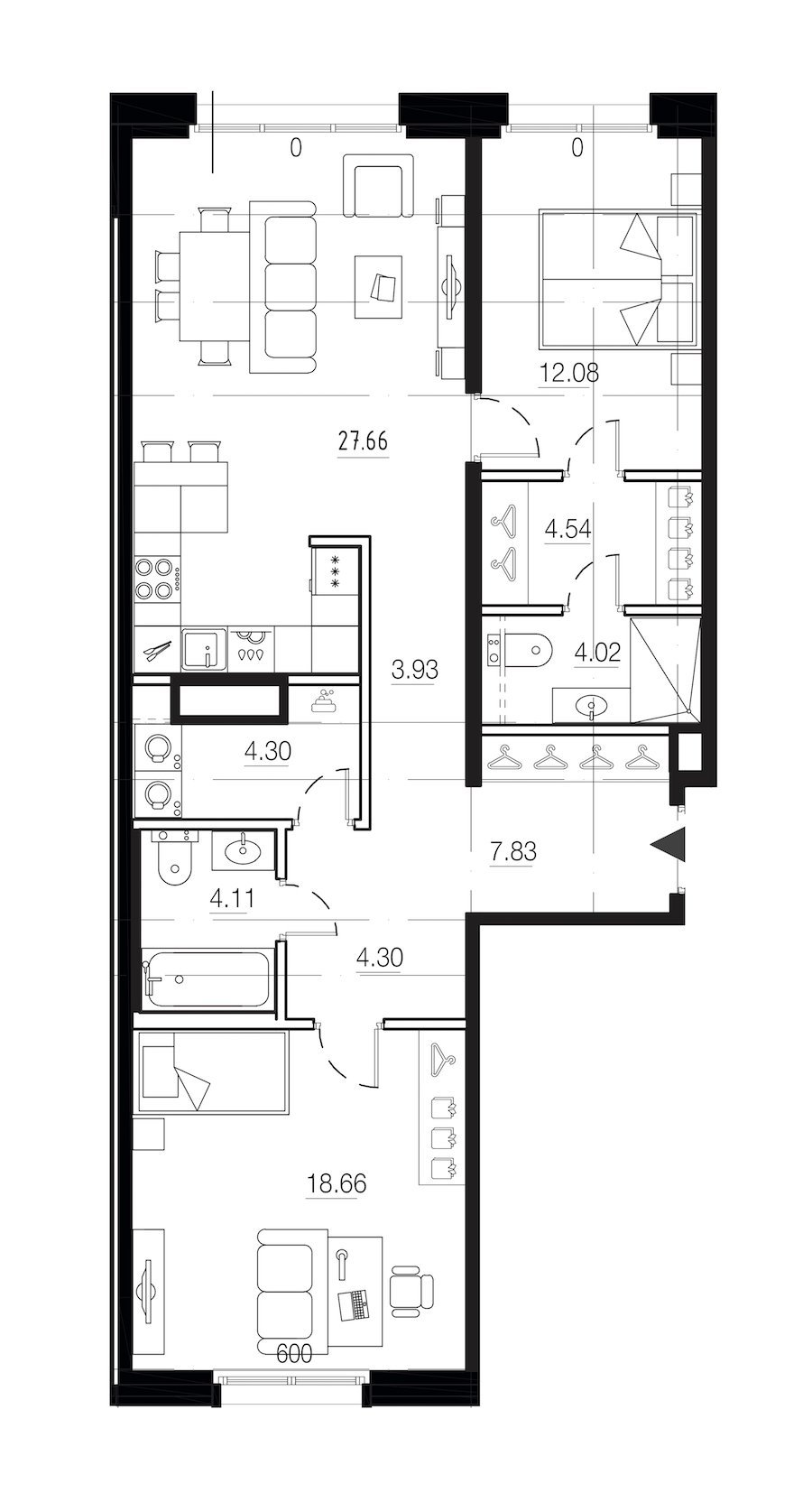 2-комнатная квартира 91.43 м², 7/9 эт., ЖК «LEGENDA Малоохтинский 68»